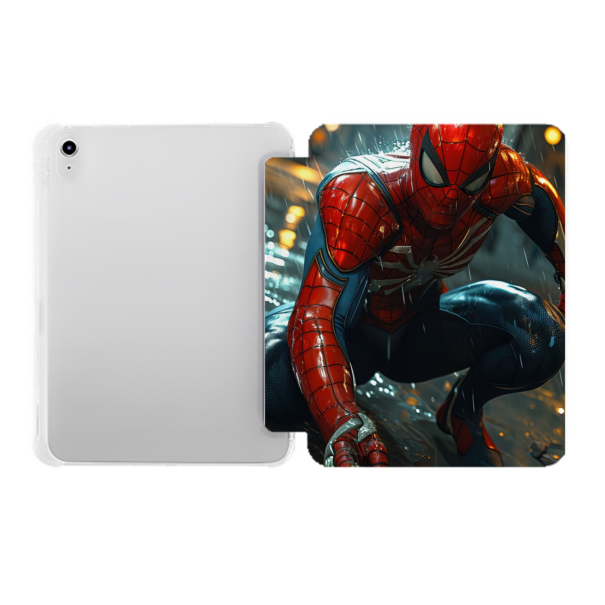 （画像用） Spider Man スパイダーマン IPad ケース ペン収納付き 三つ折りスタンド PUレザー×シリコン 対応機種9.5/10.5/10.9インチ
